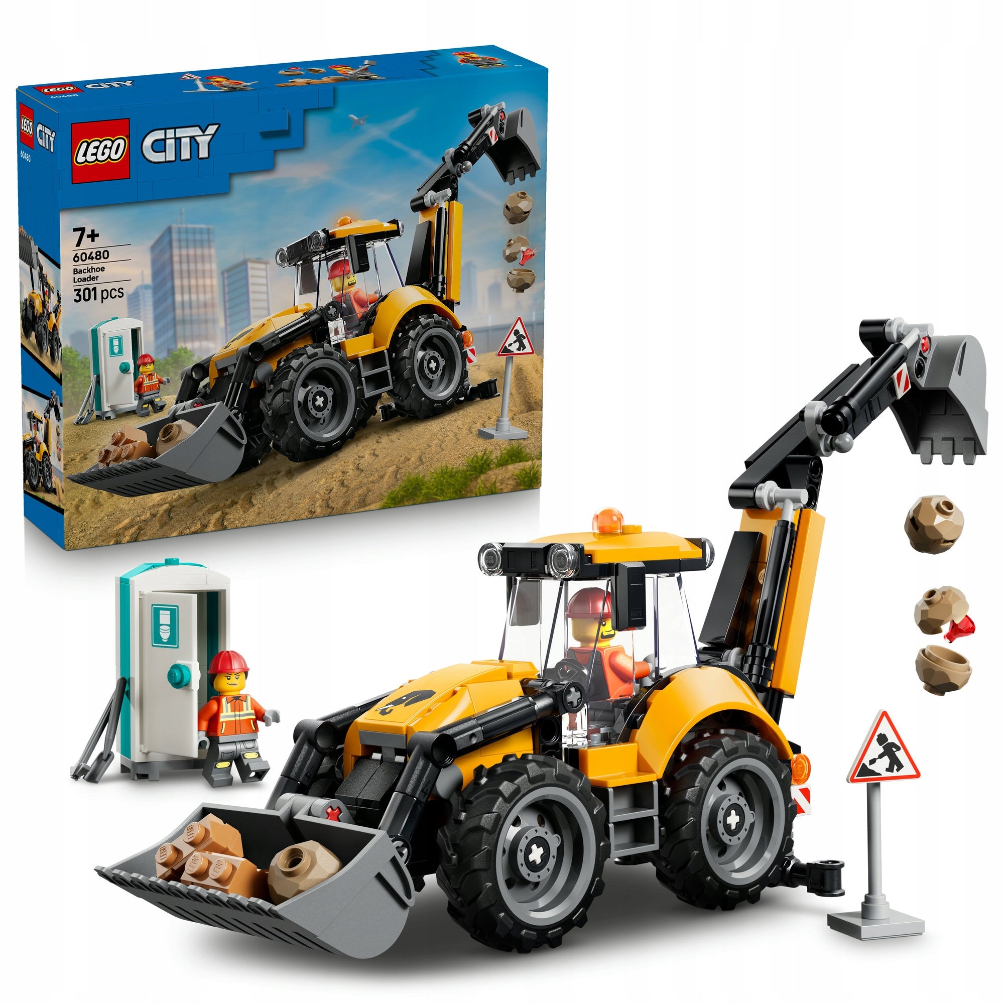 LEGO City 60480 Yellow backhoe loader Product number 60480