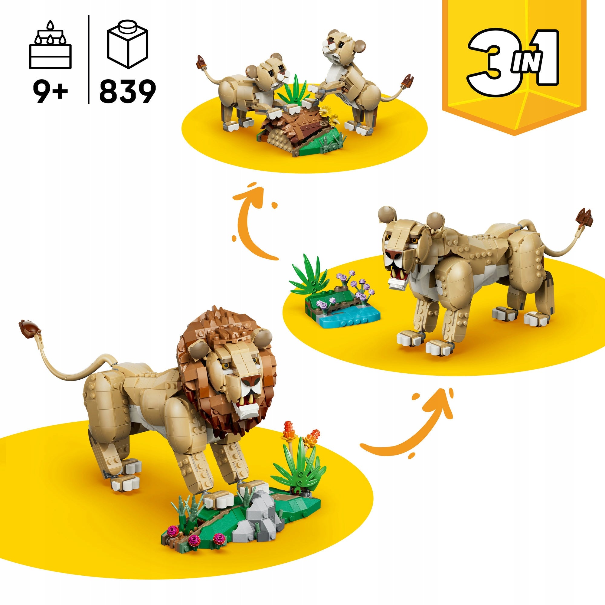LEGO Creator 3 in 1 Wild Animals: Proud Lion 31386 Brand LEGO
