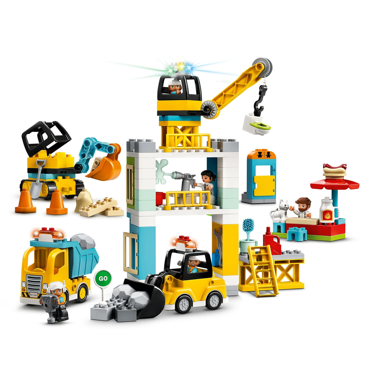 LEGO DUPLO Tower crane construction excavator 123 el. light sound for Children