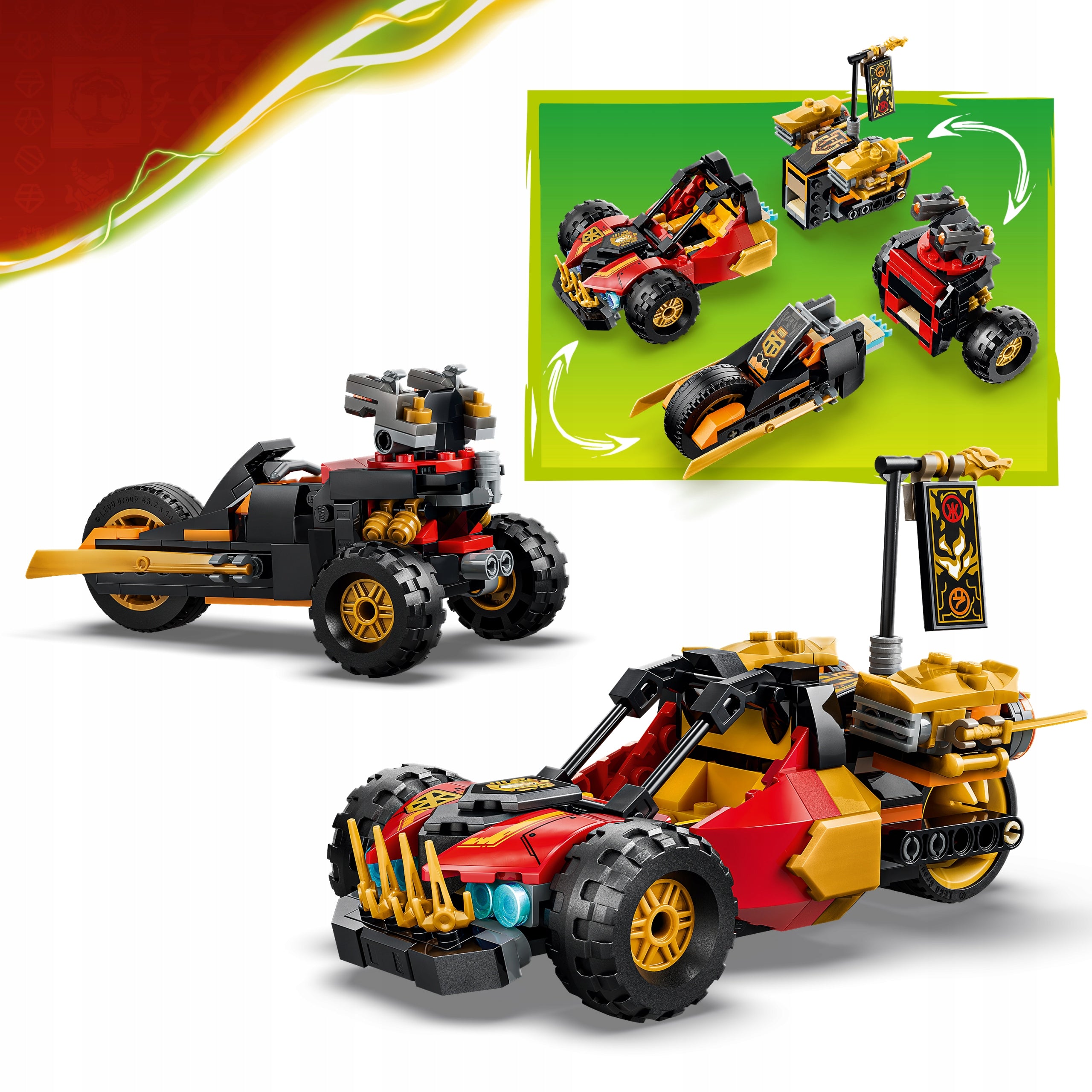 LEGO NINJAGO Multifunctional vehicles of Kai and Cole 71864 Set name LEGO Ninjago 71864 Wielofunkcyjne pojazdy Kaia i Cole’a