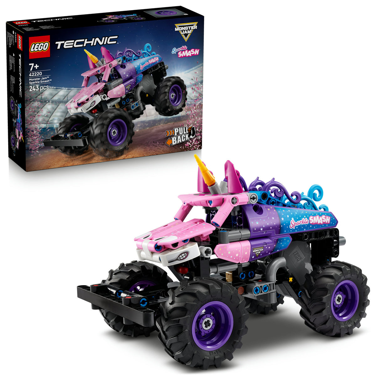 LEGO TECHNIC MONSTER JAM SPARKLE SMASH WITH PULL-BACK DRIVE 42220 Packaging status original