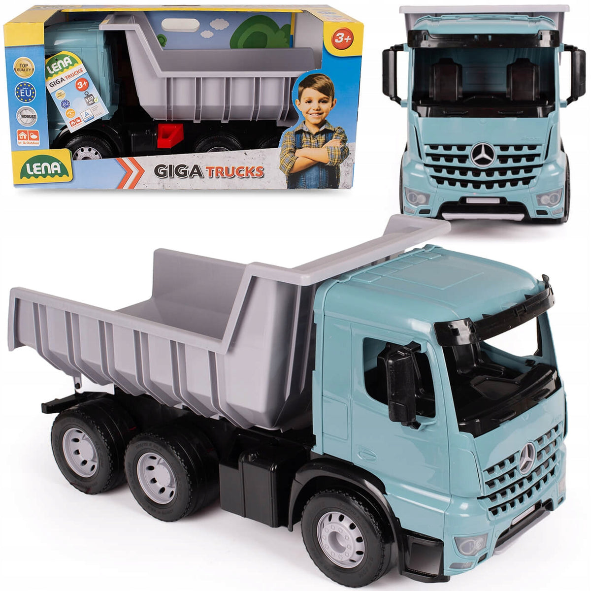 LENA DUMP TRUCK MERCEDES AROCS GIANT XLL 67CM TUV 150KG AUTO TOY 3+