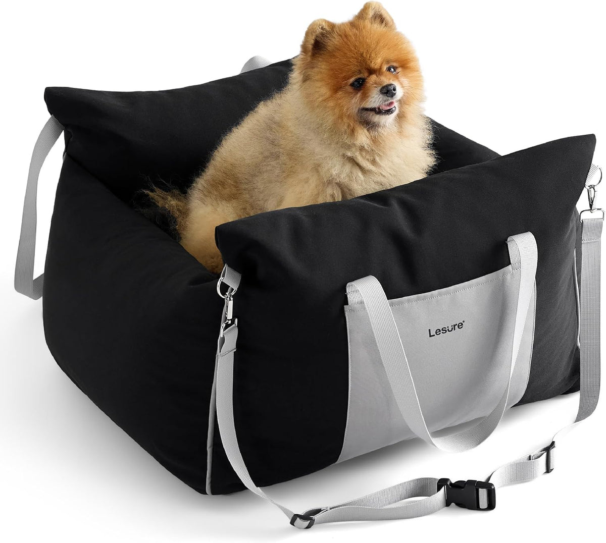 LESURE Waterproof Portable Car Seat For Small Dogs Black