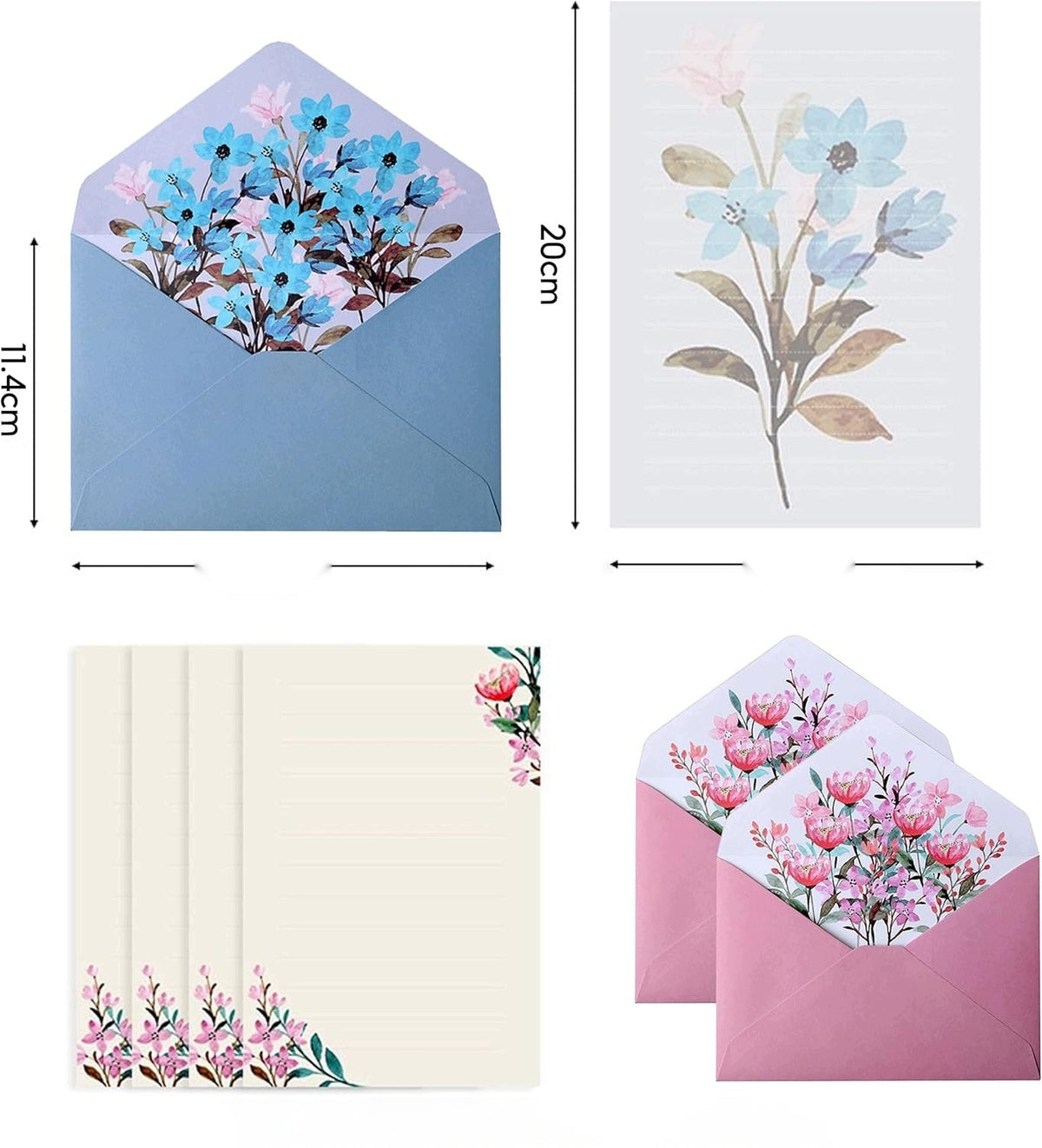 LETTER PAPER 36 PIECES FLORAL ENVELOPES ELEGANT OFFICE HOME Brand no brand