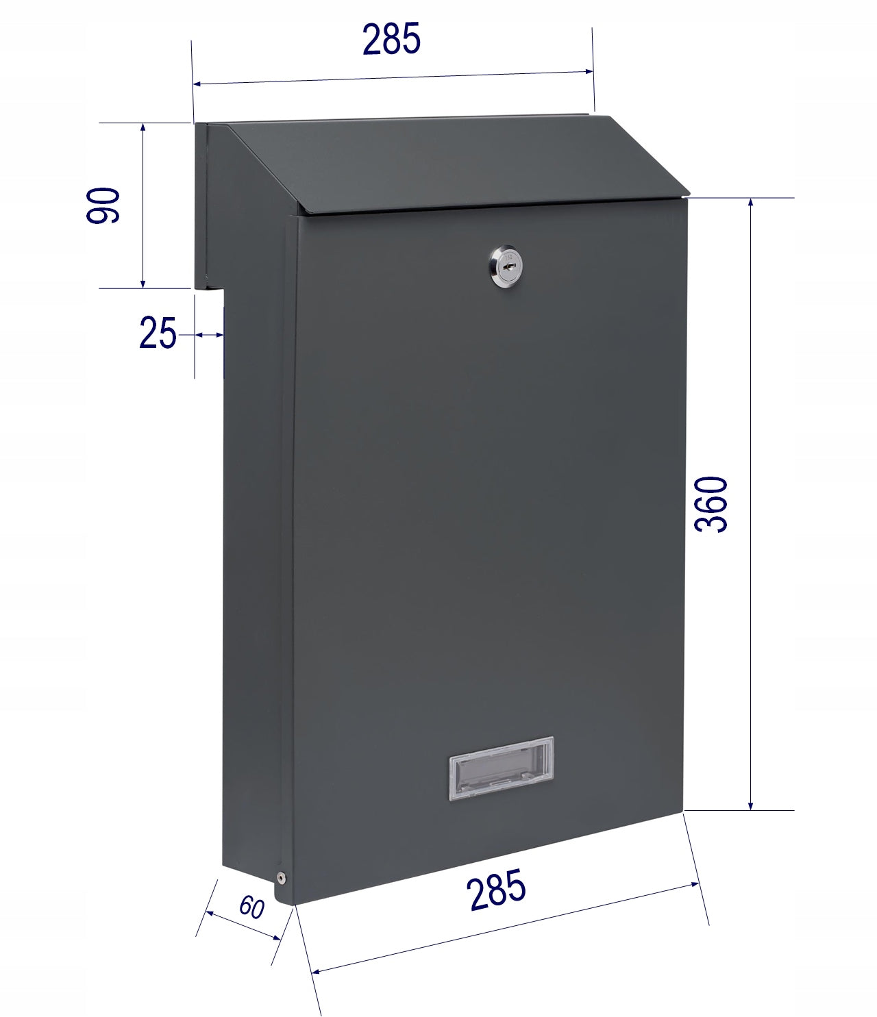 LETTERBOX DOUBLE-SIDED SLOT 3 WRENCHES ANTHRACITE MAT C4 EAN (GTIN) 5904533525175