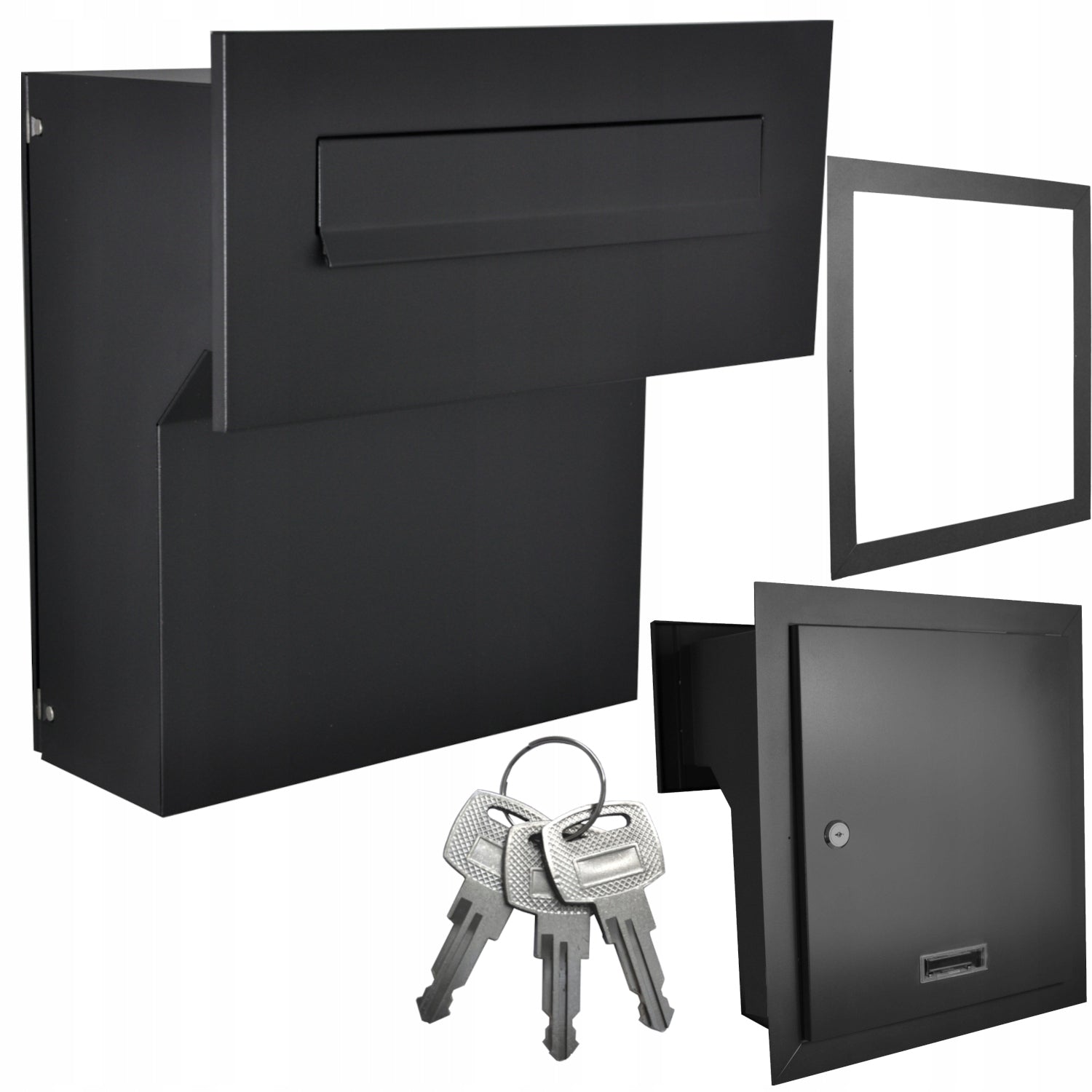 LETTERBOX FOR INSERTING BLACK SLOT + GRILLE Manufacturer code Skrzynka do muru 19-26 cz.mat