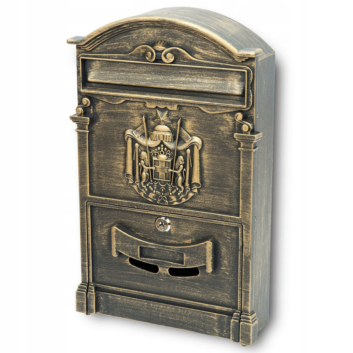 LETTERBOX Mail Letter Newspaper Post Letter Retro ANTIQUE GOLD