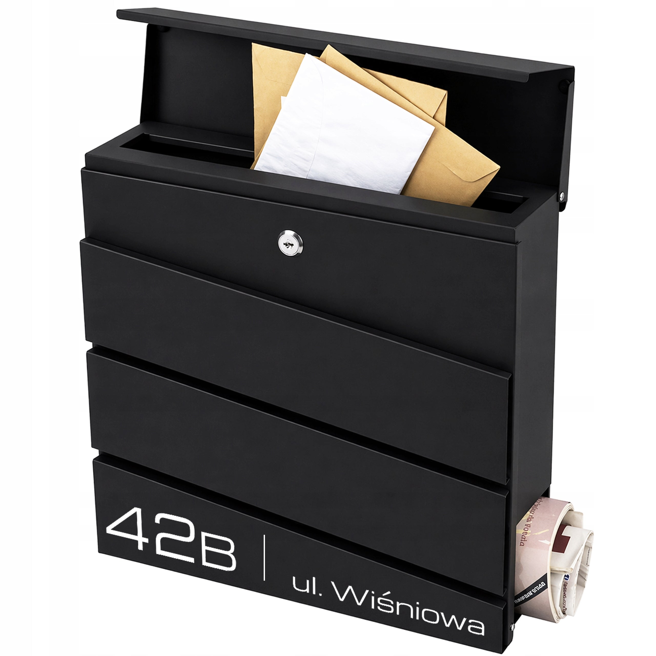 LETTERBOX WITH ADDRESS HOUSE NUMBER INSCRIPTION PRINT UV BLACK Brand Verda