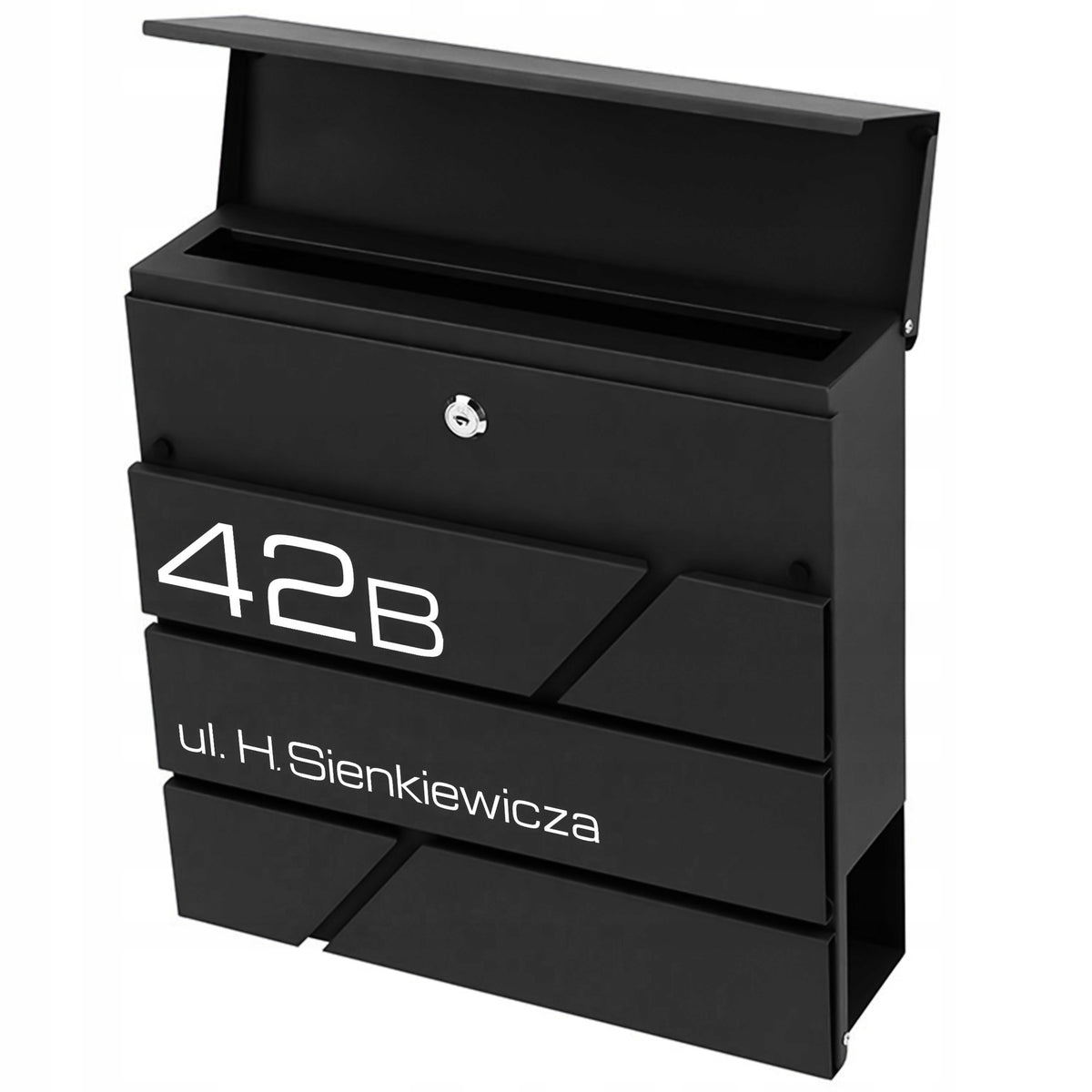 LETTERBOX WITH ADDRESS House Number Inscription Print UV PRINTING BLACK Manufacturer code Skrzynka na listy z numerem domu SN3642-2-D