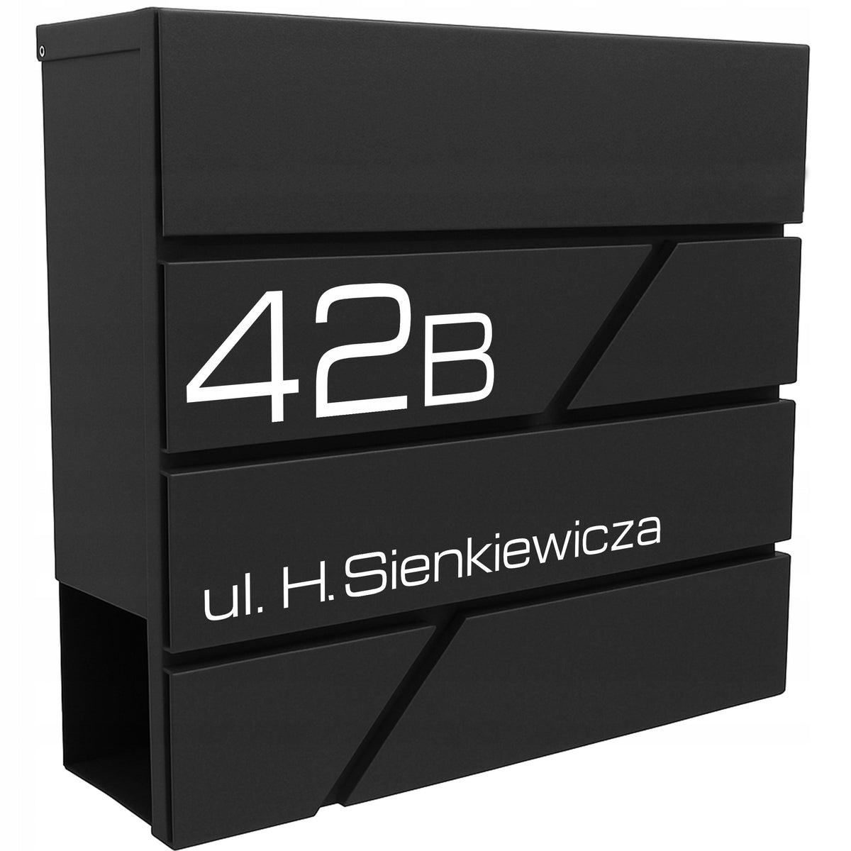 LETTERBOX WITH ADDRESS House Number Inscription Print UV PRINTING BLACK