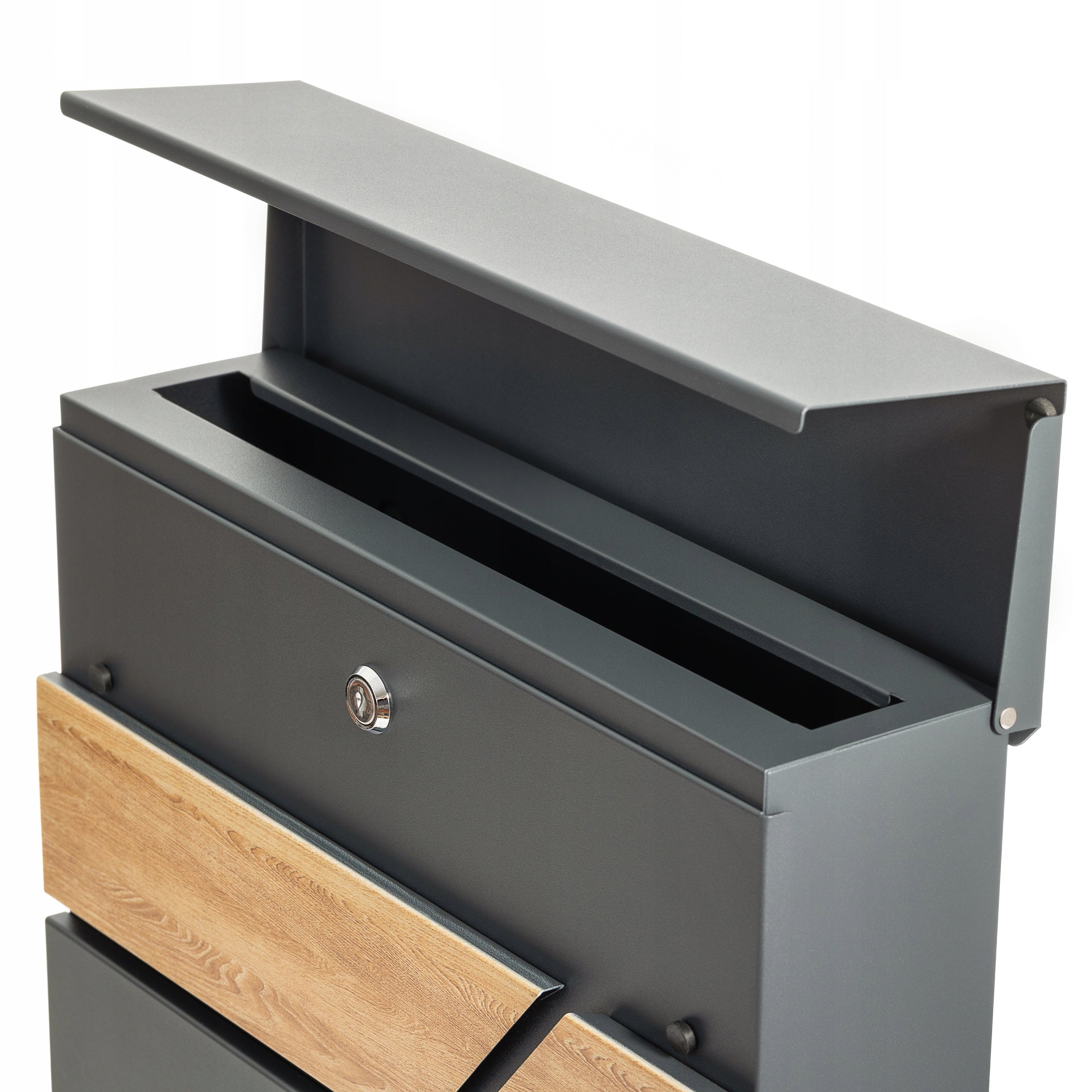 LETTERBOX WITH ADDRESS Inscription House Number UV PRINTING IN WOOD COLOR Manufacturer code Skrzynka na listy nadruk UV drewno SN3638-D1