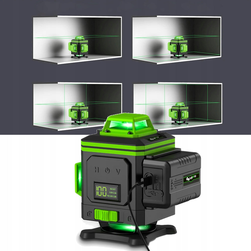 LEVEL LASER PLANE CROSS LASER 4D 360 2 x AKU 16 L GREEN Power supply rechargeable battery