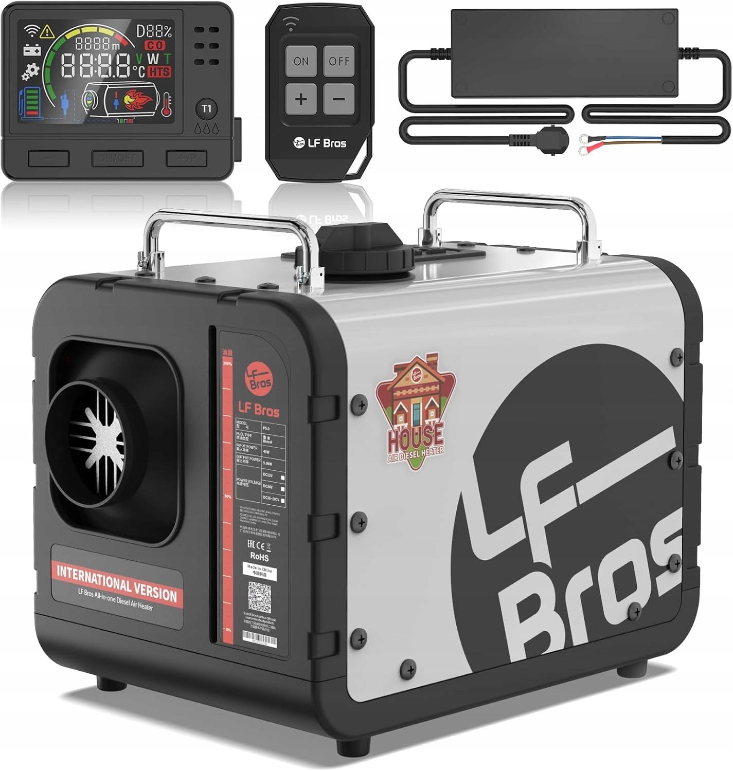 LF Bros parking heater diesel 5 kW 12/24/230 V LCD remote control for motorhome