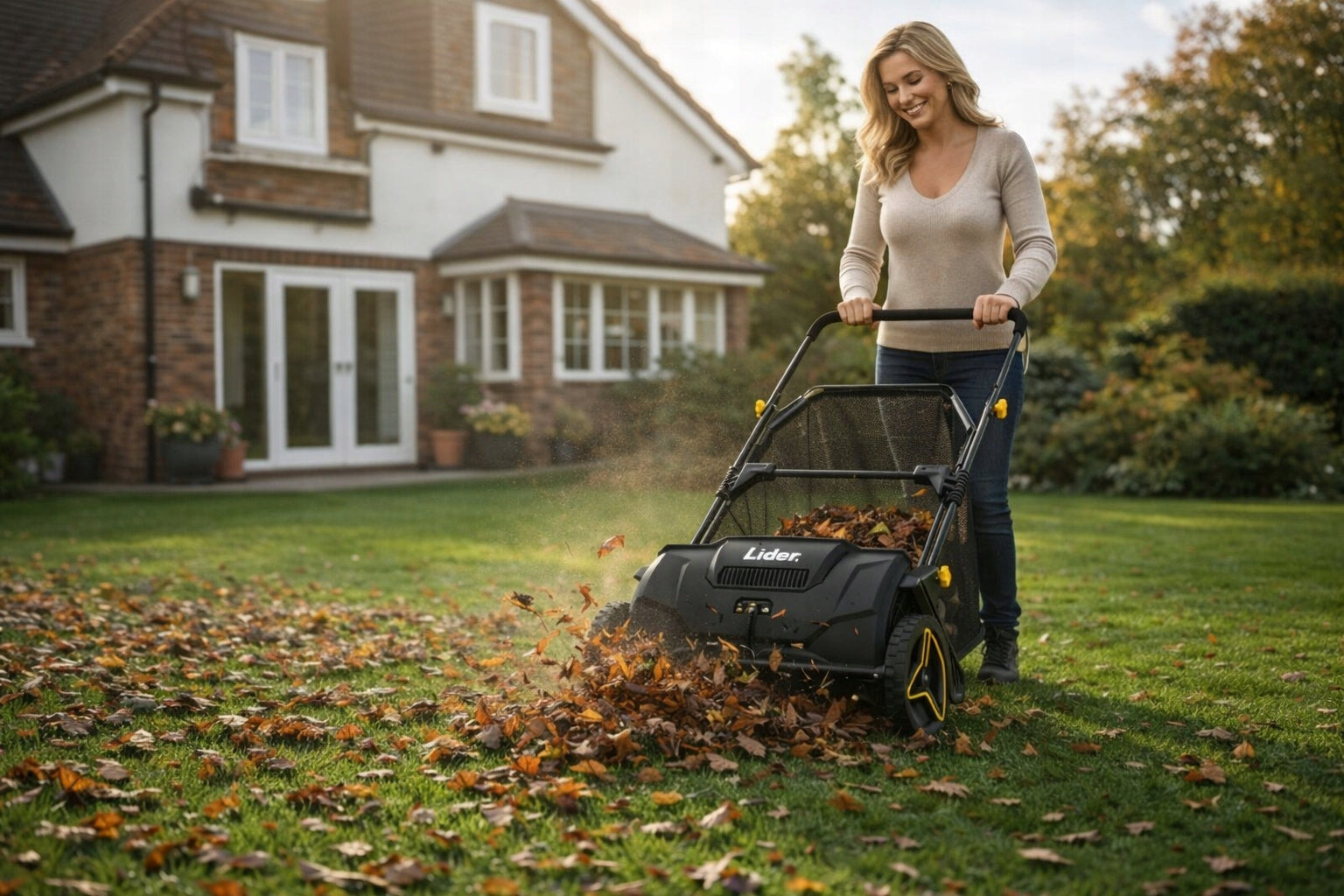 LIDER Manual Sweeper for Grass Leaf Cube 53cm 100L Air velocity 1 km/h