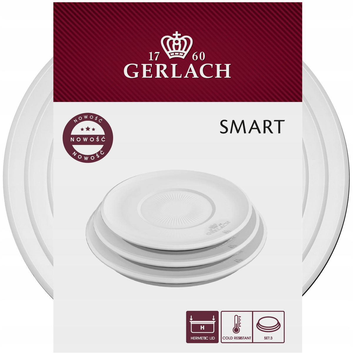 LIDS FOR STORAGE POT GERLACH SMART 3EL 16/18/20 CM WHITE Packaging status original