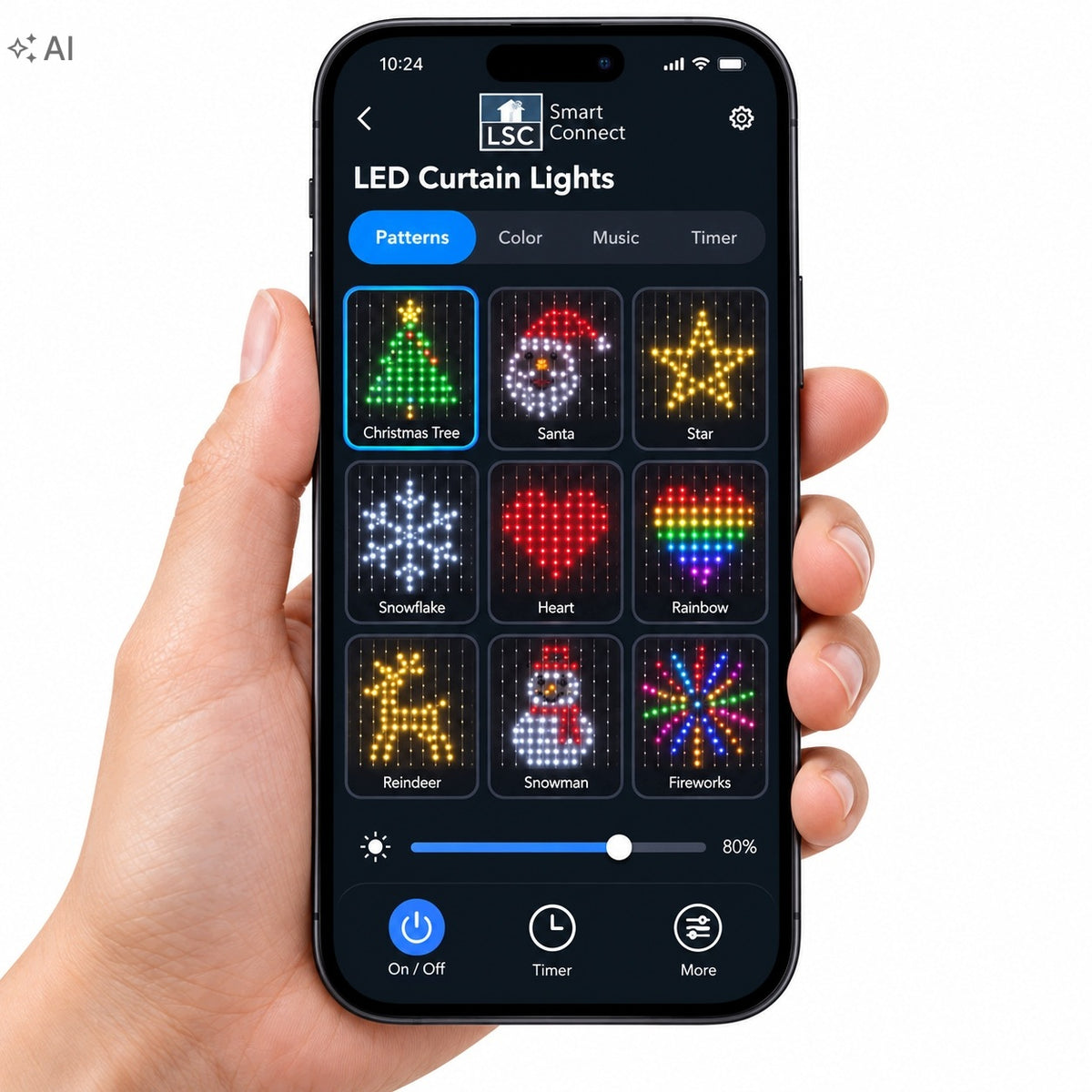 LIGHT CURTAIN WITH CHRISTMAS APPLICATION ON THE WALL LAMP CHANGE SHAPES Manufacturer code girlanda LED zmieniające kształty aplikacja