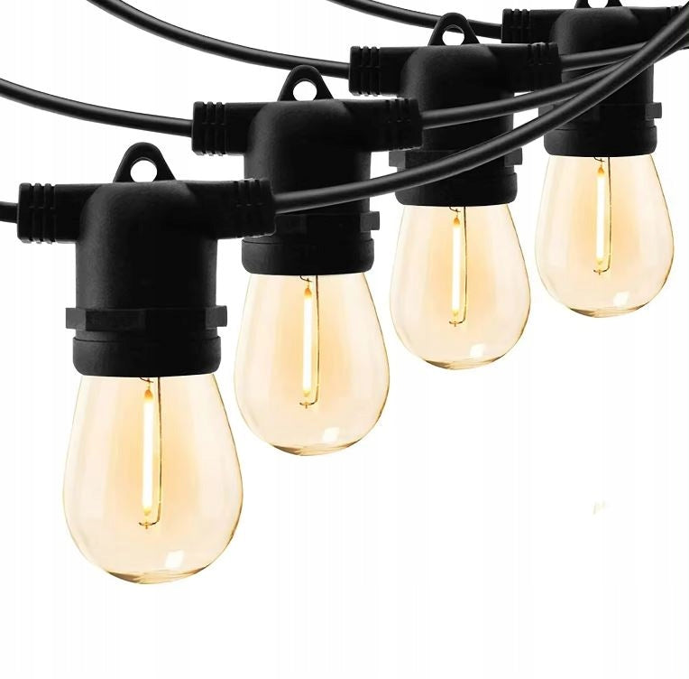 LIGHT GARDEN GARLAND 10m + 10x LED E27 BULBS - WATERPROOF IP65 Brand Focla