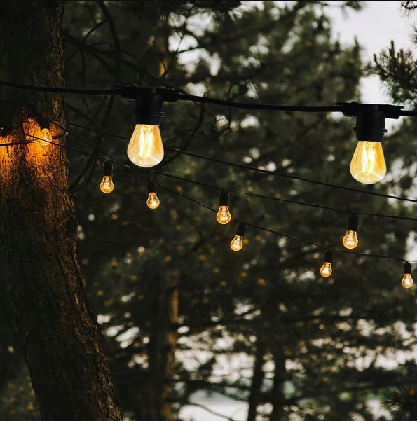 LIGHT GARDEN GARLAND 10m + 10x LED E27 BULBS - WATERPROOF IP65 Length 1200 cm