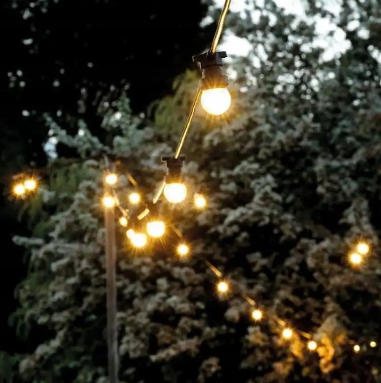 LIGHT GARDEN GARLAND 10m + 10x LED E27 BULBS - WATERPROOF IP65 Number of light points up to 10