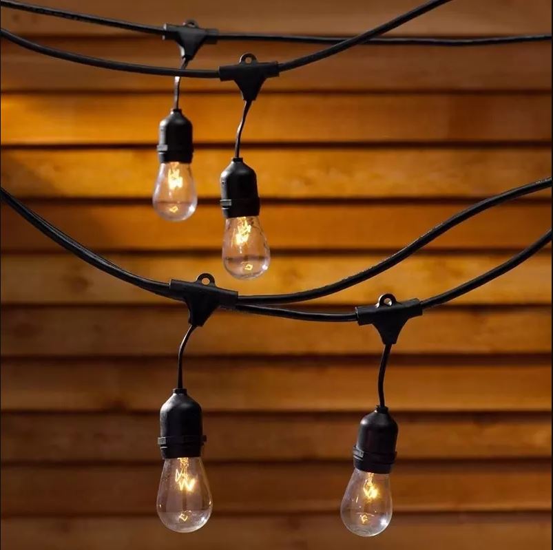 LIGHT GARDEN GARLAND 15mb + 15x LED E27 BULBS - WATERPROOF IP65 Globe diameter 4.5 cm