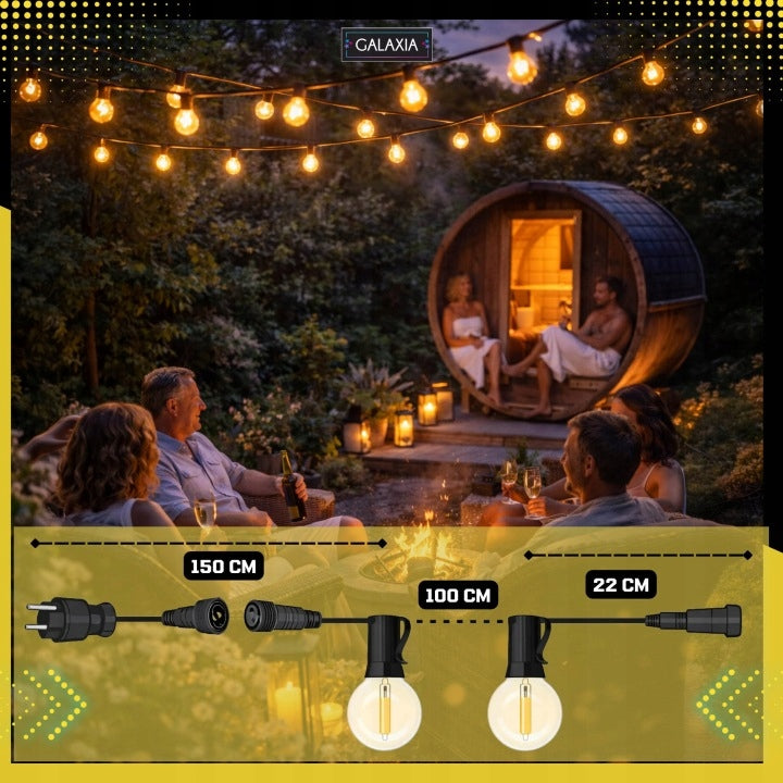 LIGHT GARLAND 10m WITH REMOTE CONTROL GARDEN 10 LED Garden Lights 230v Brand GALAXIA