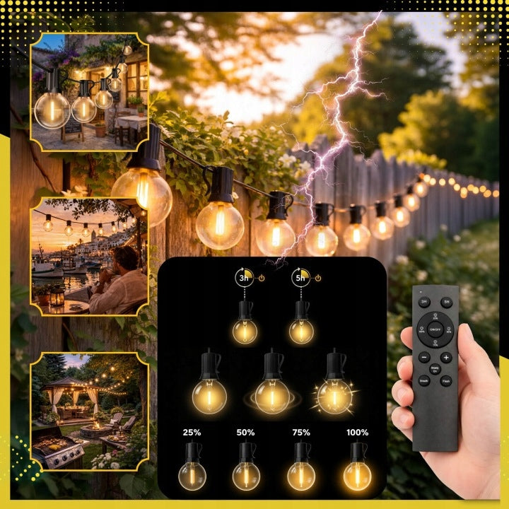 LIGHT GARLAND 10m WITH REMOTE CONTROL GARDEN 10 LED Garden Lights 230v Length 1000 cm
