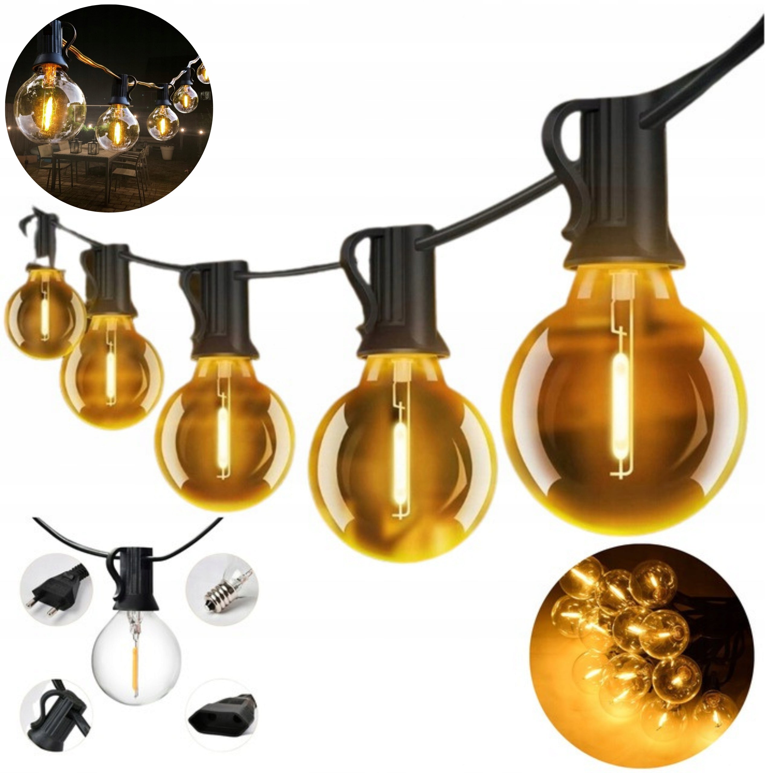 LIGHT GARLAND Garden Lights 26 METERS 50 LED Outdoor Lights BALCONY