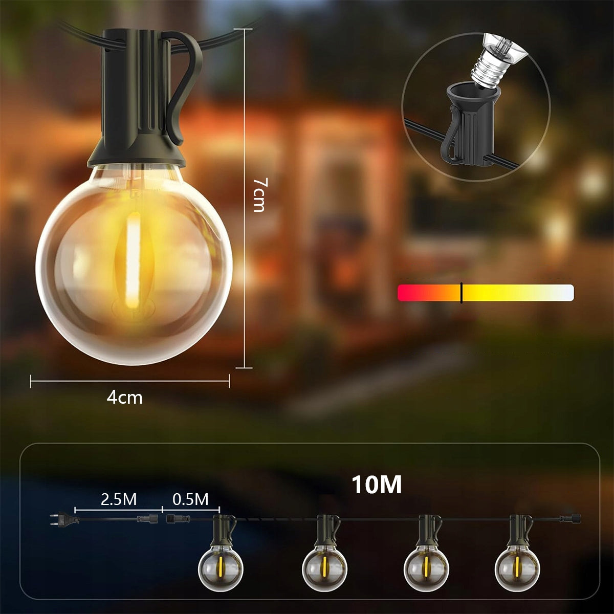 LIGHT GARLAND Garden Lights for Garden 10m METERS 12LED IP44 Brand no brand