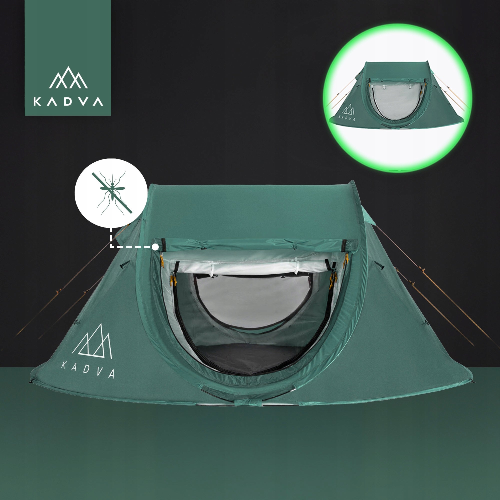 LIGHT TOURIST TENT FOR 3 PERSONS KADVA TARTUGA 3 SELF-FOLDING Model Tartuga 3