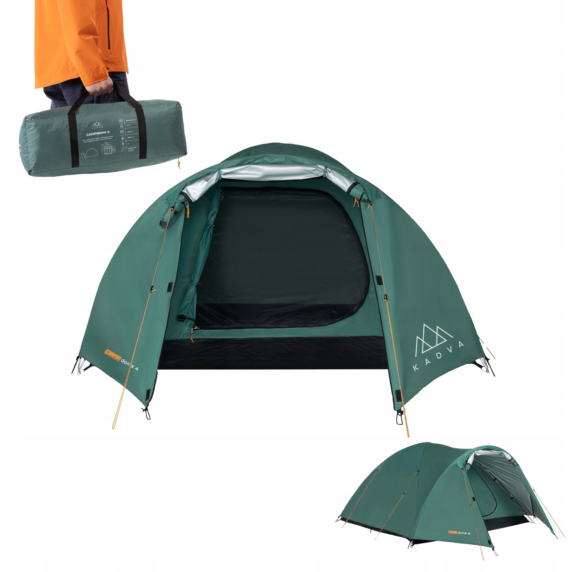 LIGHTWEIGHT 4 SEATER CAMPING TENT KADVA CAMPdome HIKING WATERPROOF