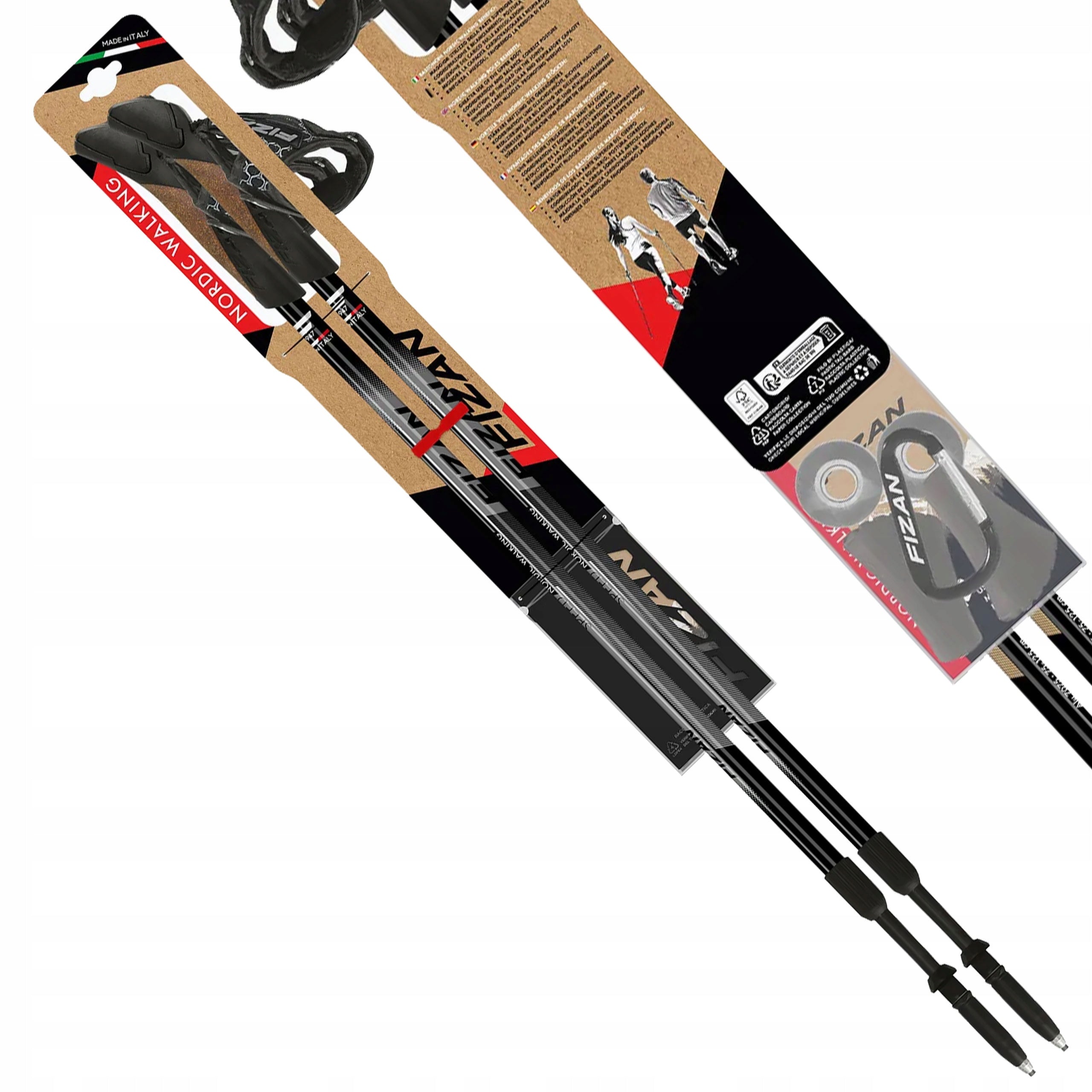 LIGHTWEIGHT POLES NORDIC WALKING POLES FIZAN SPEED BLACK ADJUSTABLE FOR WALKING Manufacturer code 8056420783070