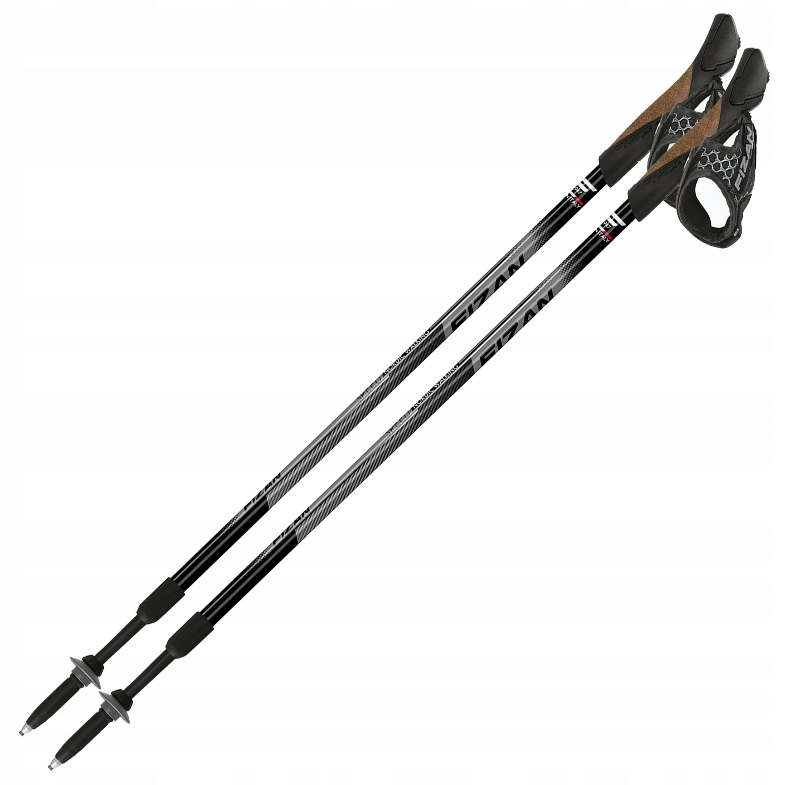 LIGHTWEIGHT POLES NORDIC WALKING POLES FIZAN SPEED BLACK ADJUSTABLE FOR WALKING Packaging status original