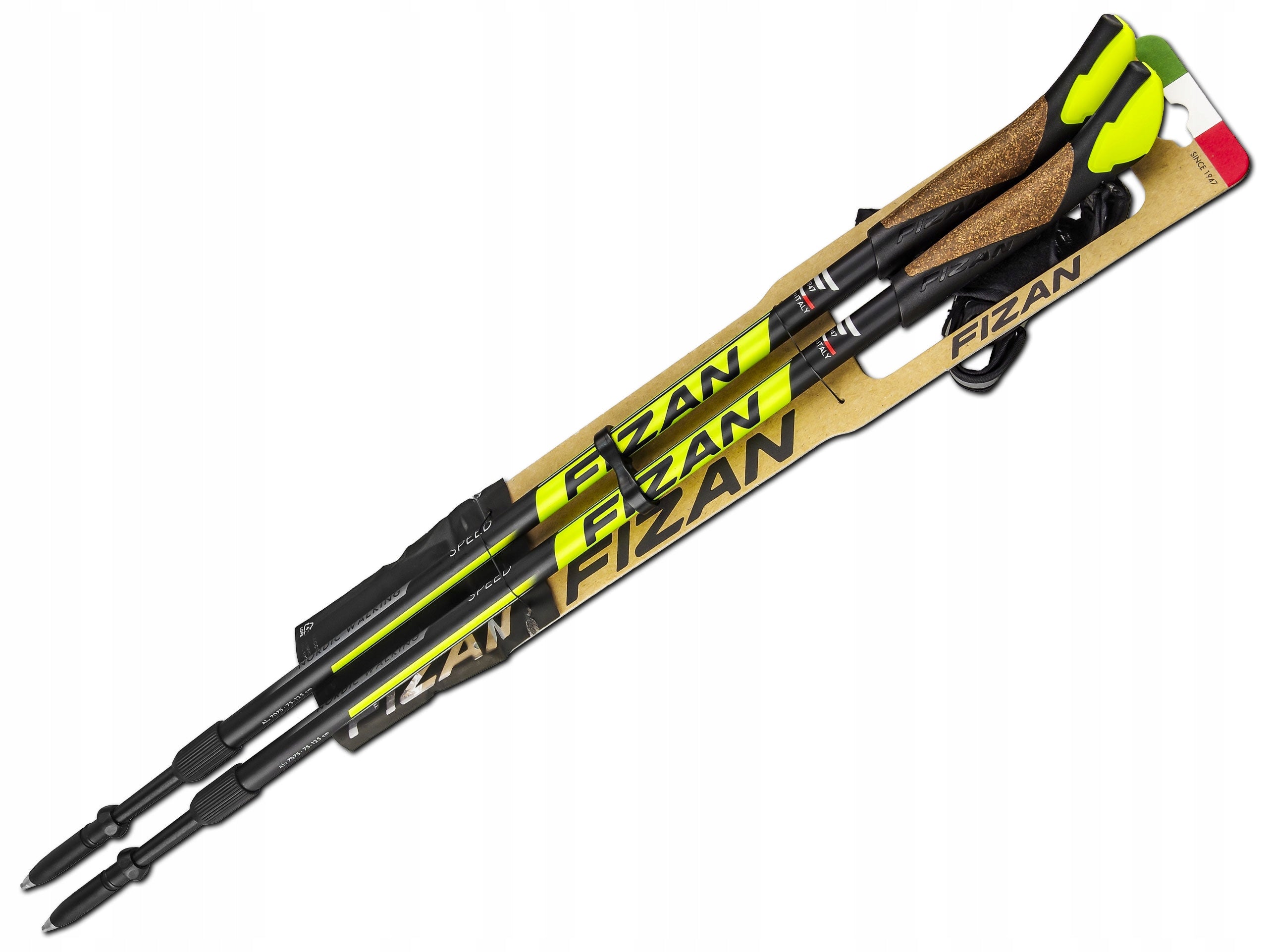 LIGHTWEIGHT POLES NORDIC WALKING POLES FIZAN SPEED YELLOW ADJUSTABLE FOR WALKING Packaging status original