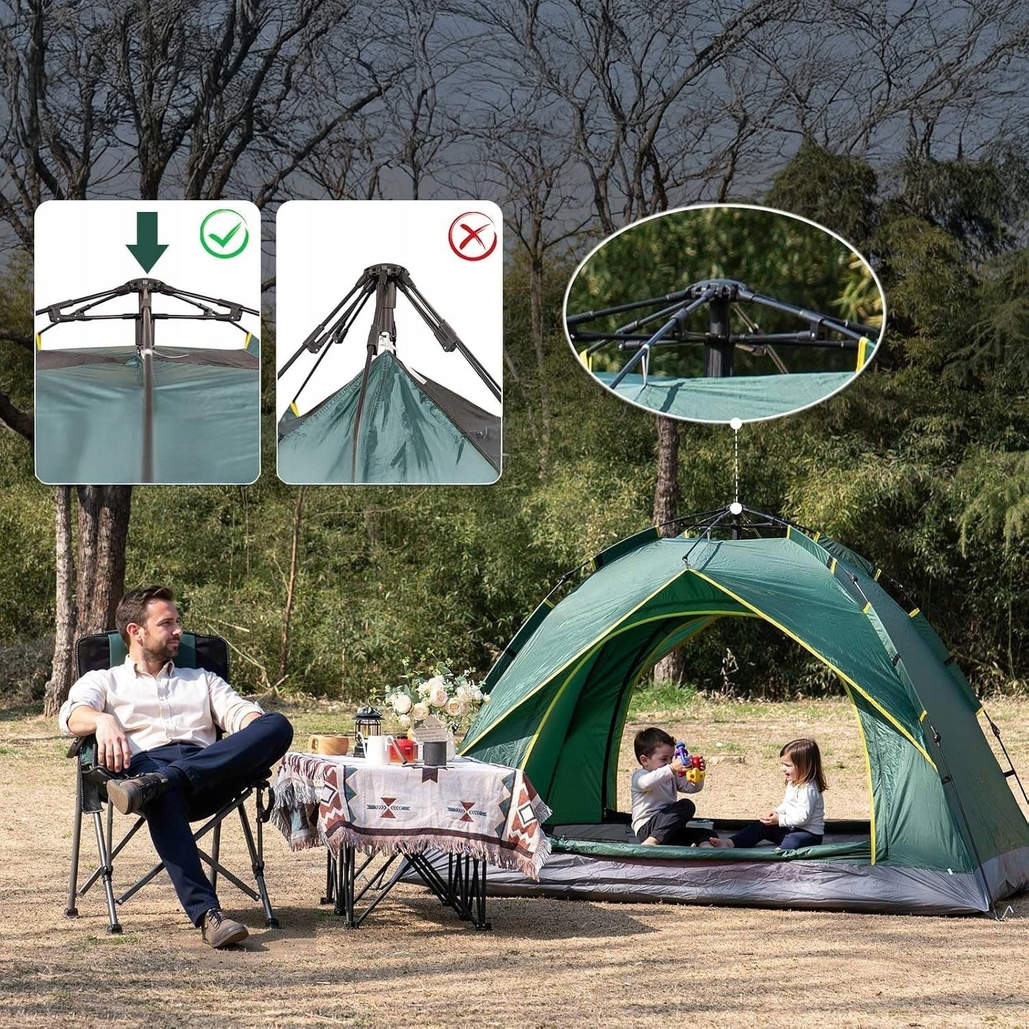 LIGHTWEIGHT SMALL DOUBLE HIKING CAMPING TENT WITH 2 DOORS GREEN Brand no brand