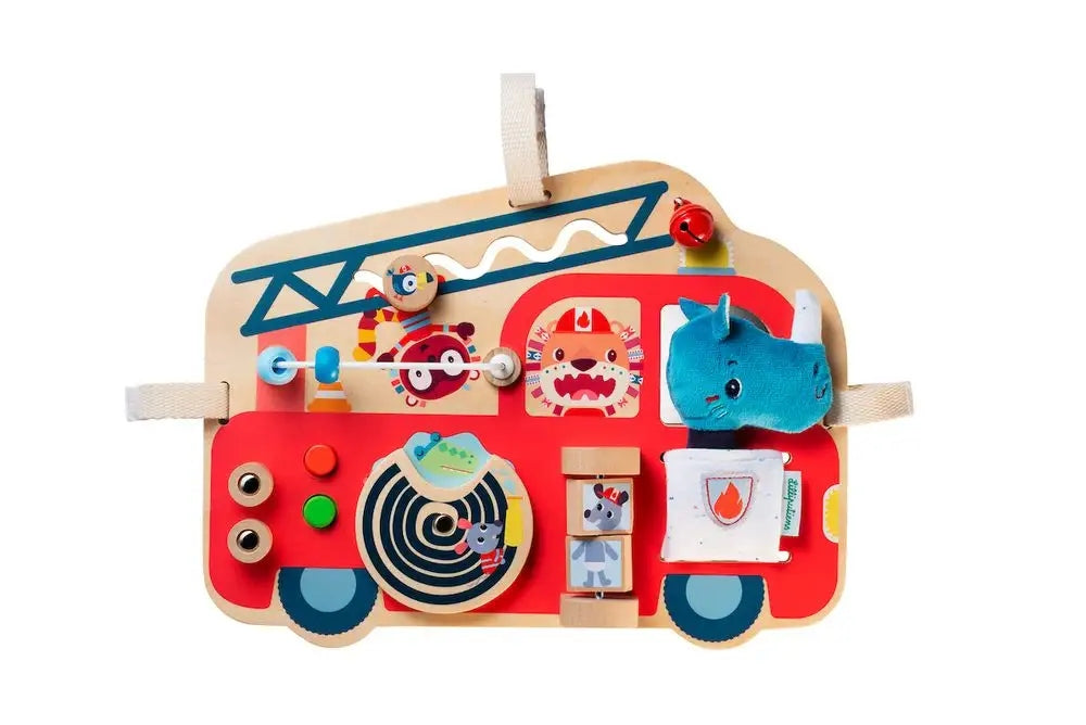 LILLIPUTIENS: Wooden manipulation board Fire truck Marius 9m+ Packaging status original
