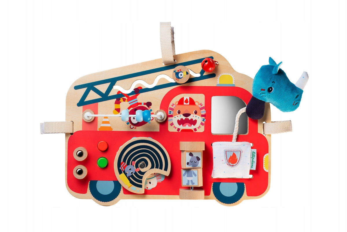 LILLIPUTIENS: Wooden manipulation board Fire truck Marius 9m+