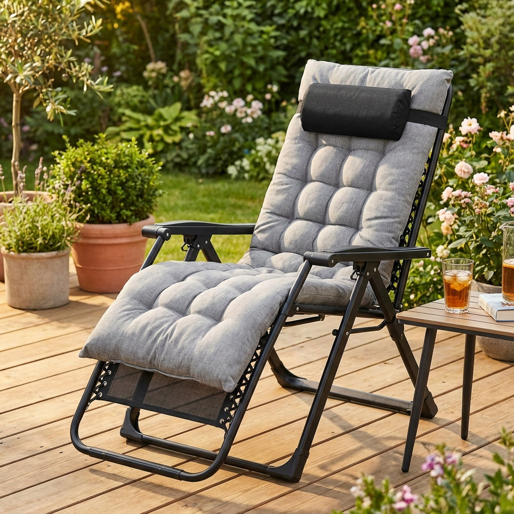 LINBOX XY-149 Beach Garden Sun Lounger Folding Adjustable Cushion 150kg Brand Linbox