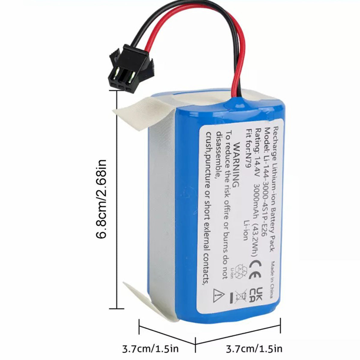 LITHIUM-ION BATTERY FOR ROBOT VACUUM CLEANER 14,4V 3000MAH REPLACEMENT BATTERY Model 4894791738992