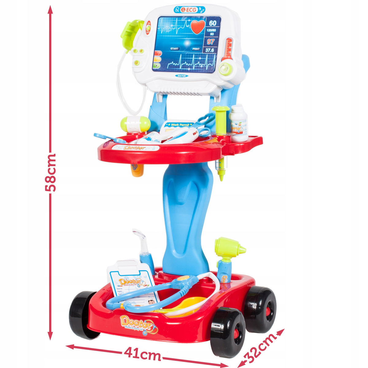 LITTLE DOCTOR MEDICAL KIT ON ECG STROLLER Brand MalPlay