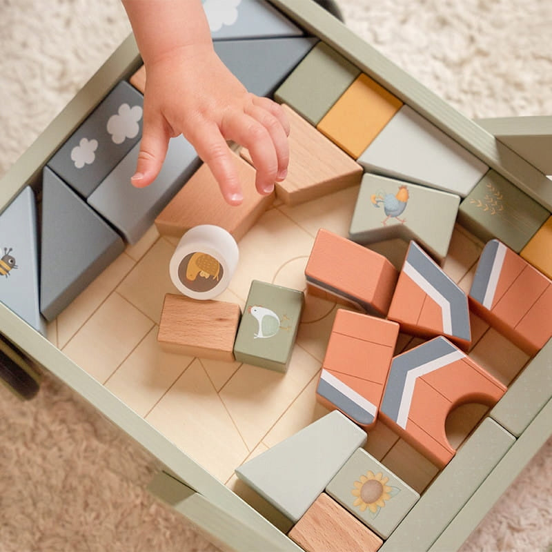 LITTLE DUTCH Trolley Pusher with wooden blocks Little Farma Brand Little Dutch