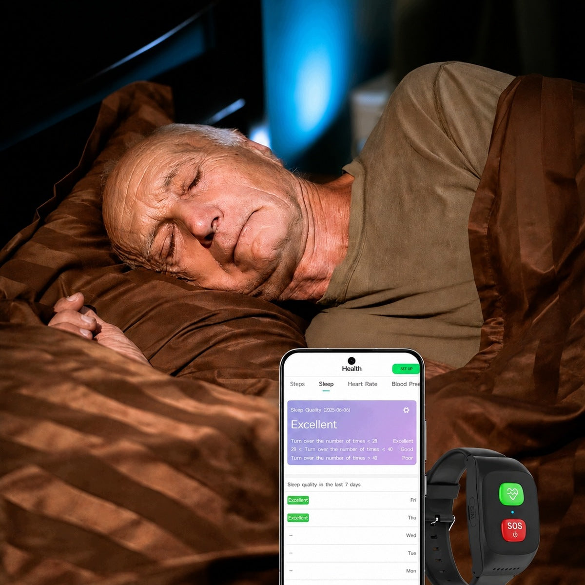 LOCATING BRACELET WITH HEART RATE MEASUREMENT AND ALARM FUNCTION FOR THE ELDERLY Model 4069347581647