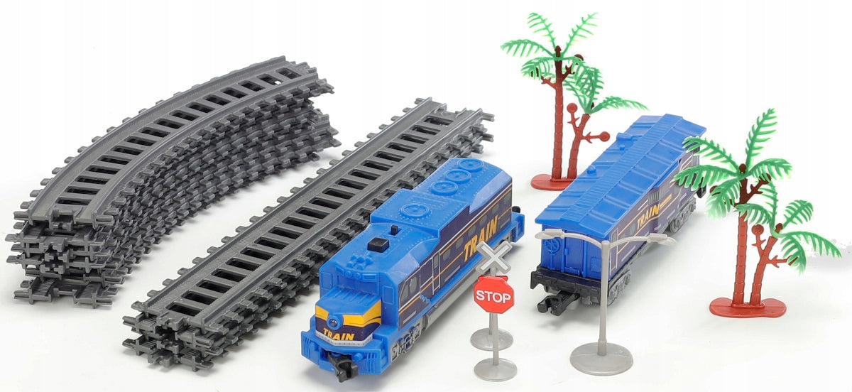 LOCOTOYS QUEUE WITH TRACK 215 CM FREIGHT TRAIN LOCOMOTIVE + WAGON LIGHT Brand Dromader