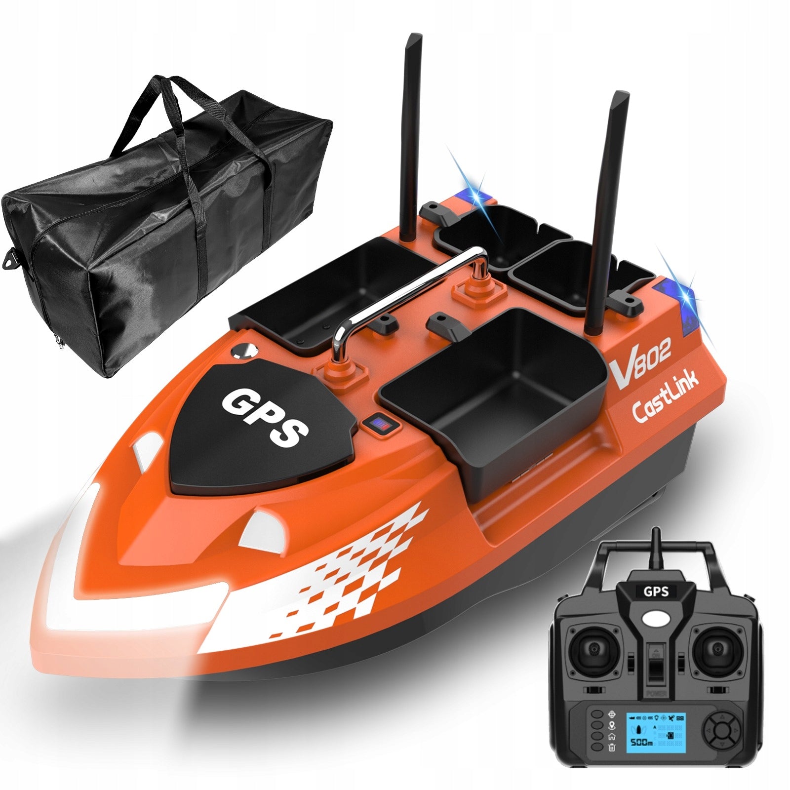 LOKEEVAN V802 Pro GPS bait boat 4 tanks 500m 12000mAh