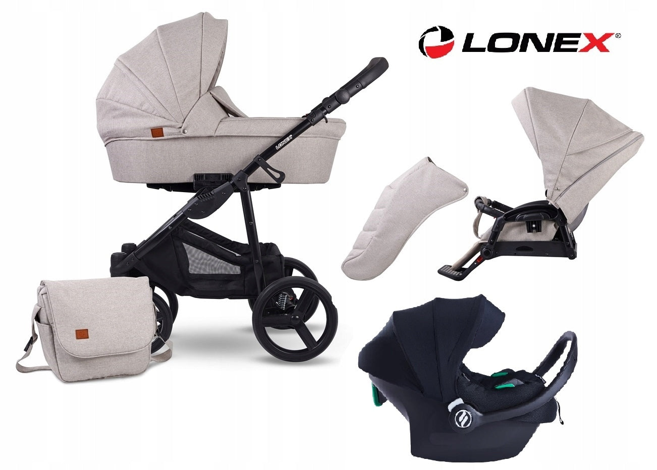 LONEX beige 4in1 Soft+ multifunction trolley with COSMO and Avionaut Dock 2 base