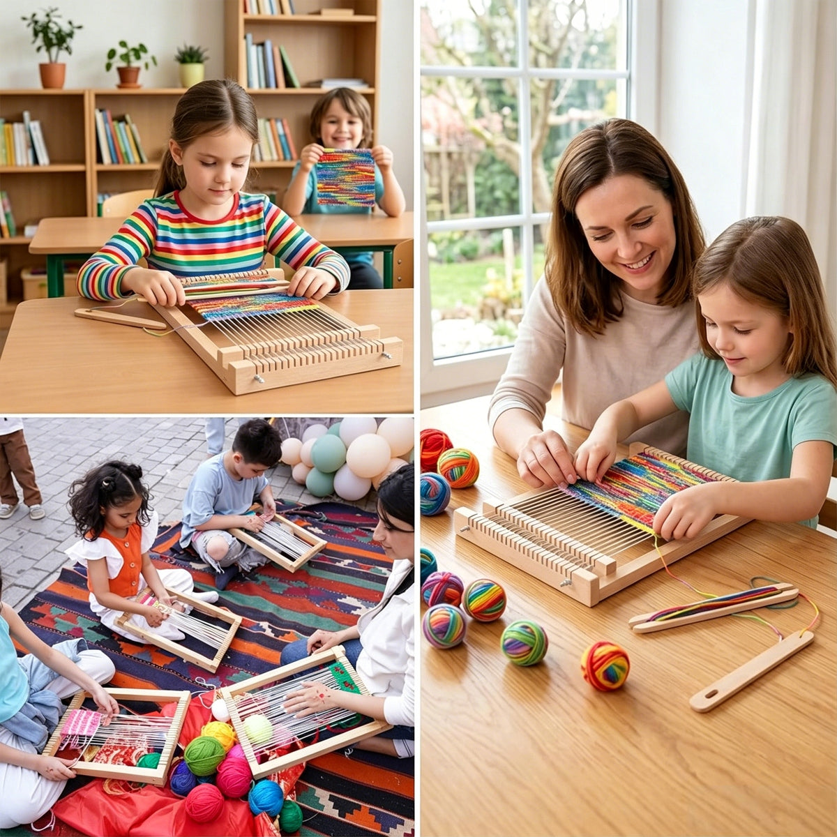 LOOM WOODEN WEAVING WORKSHOP WEAVING SET MONTESSORI Kid's age 4+ years