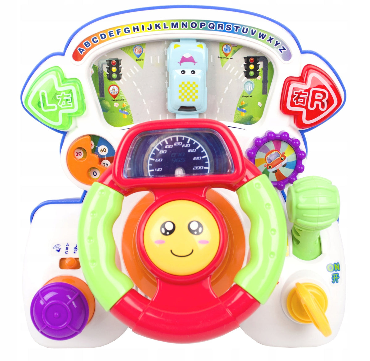 LT454 LARGE MUSIC STEERING WHEEL 4 PLAY MODES LIGHT SOUNDS Brand LandToys