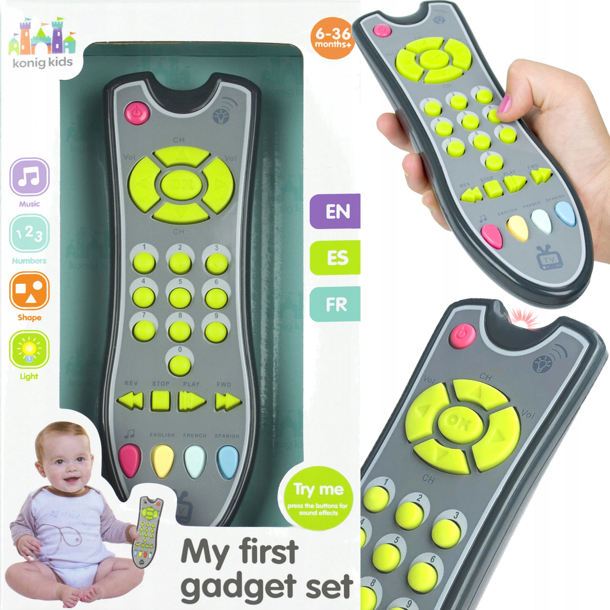 LT510 TOY INTERACTIVE TV REMOTE CONTROL FOR LEARNING TOY IN THREE LANGUAGES