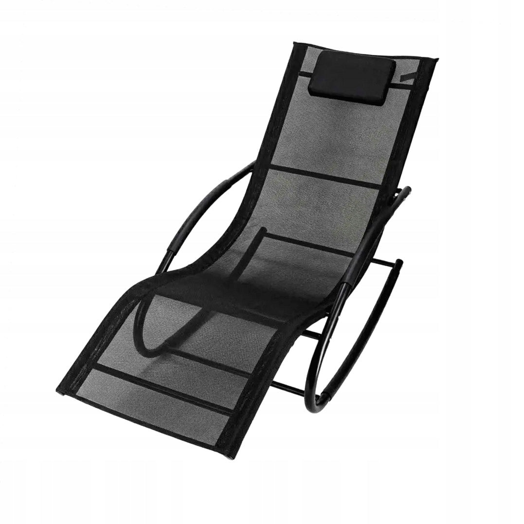 LUARO Garden Sun Lounger Rocking Chair with Headrest Aluminum Black Brand KIK