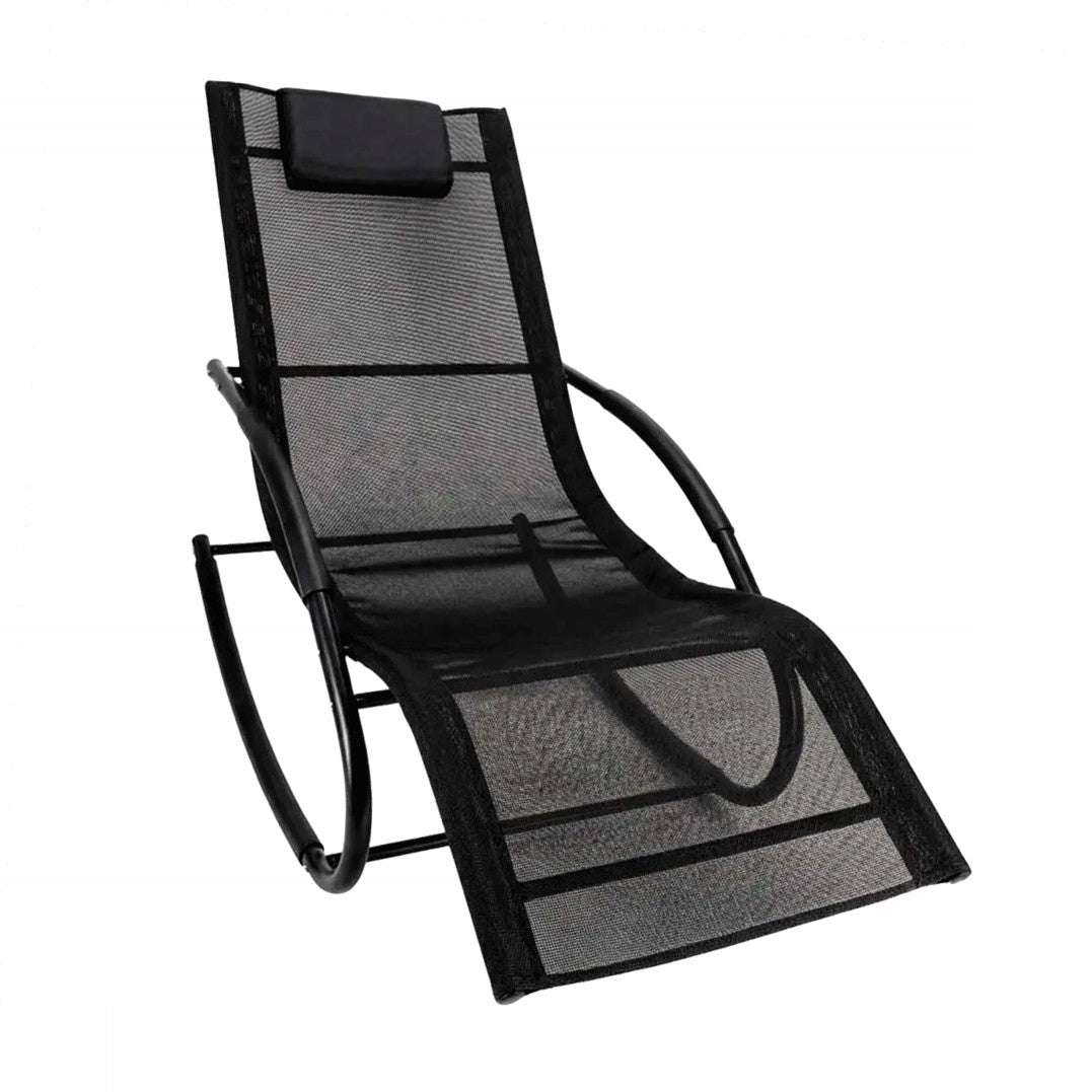 LUARO Garden Sun Lounger Rocking Chair with Headrest Aluminum Black