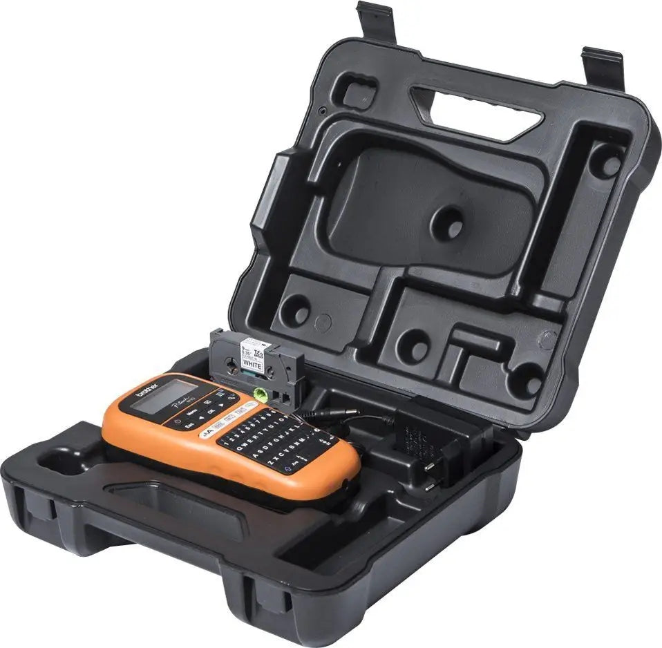 Label printer Brother PT-E110VP - PTE110 +TZe-FX221 + case + power supply Manufacturer code PTE110VPYJ1